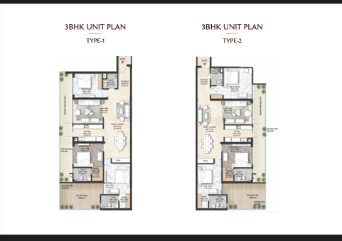 The Marq 3 BHK residence unit plan