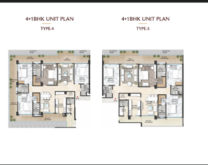 The Marq 4+1 and 5+1 BHK residence unit plan